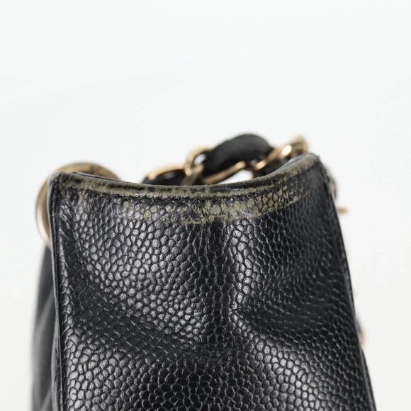 CHANEL Matelasse COCO Mark Chain Tote Bag Caviar Skin Black - Picture 9 of 16